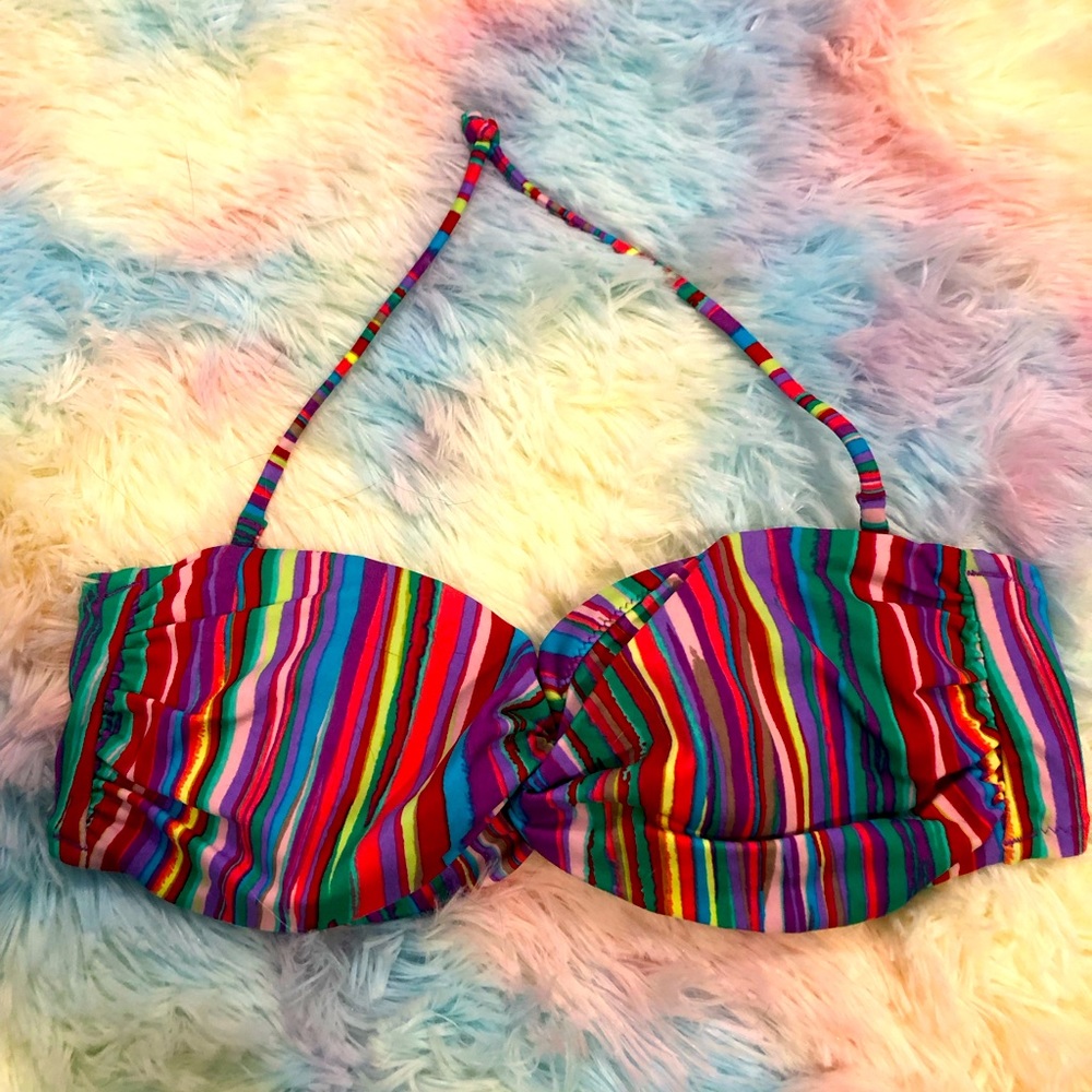 Victoria’s Secret Swim Rainbow Striped Bikini Top